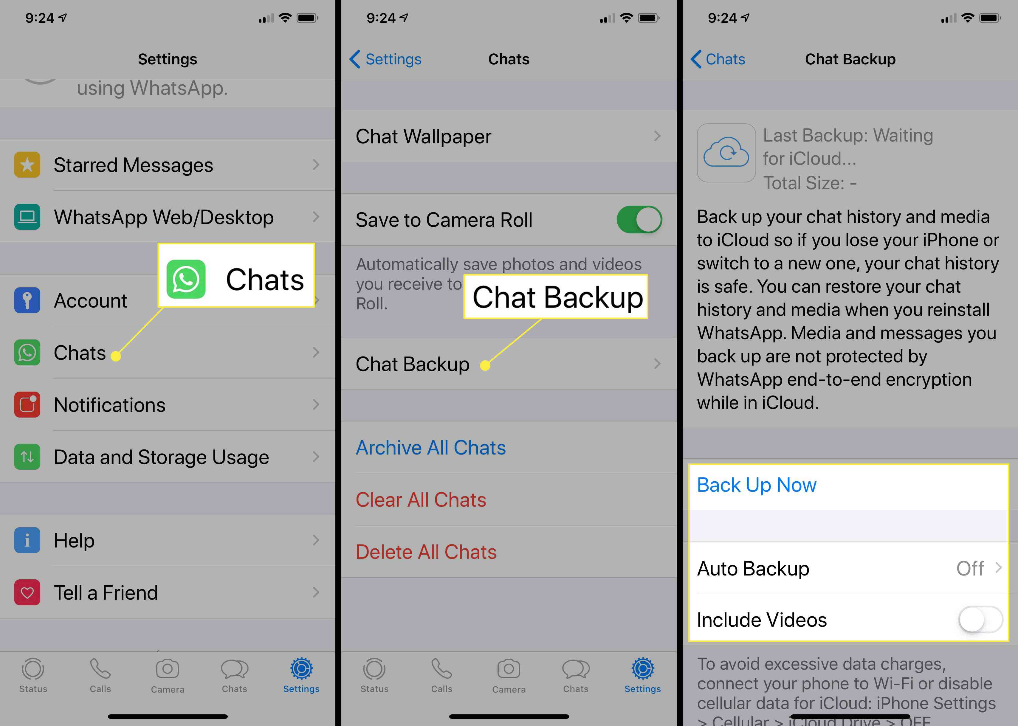 Opties voor chatback-up