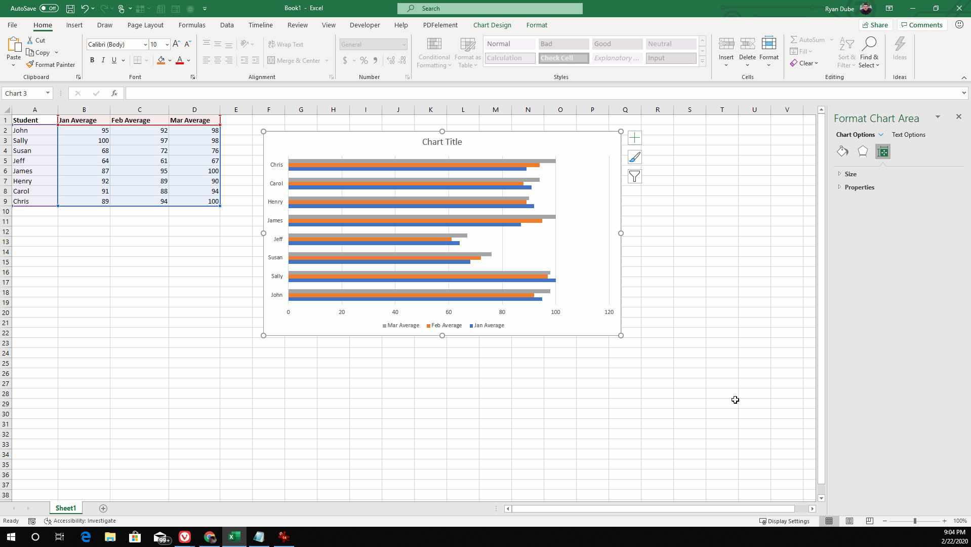 Schermafbeelding van het toevoegen van gegevens aan een staafdiagram in Excel