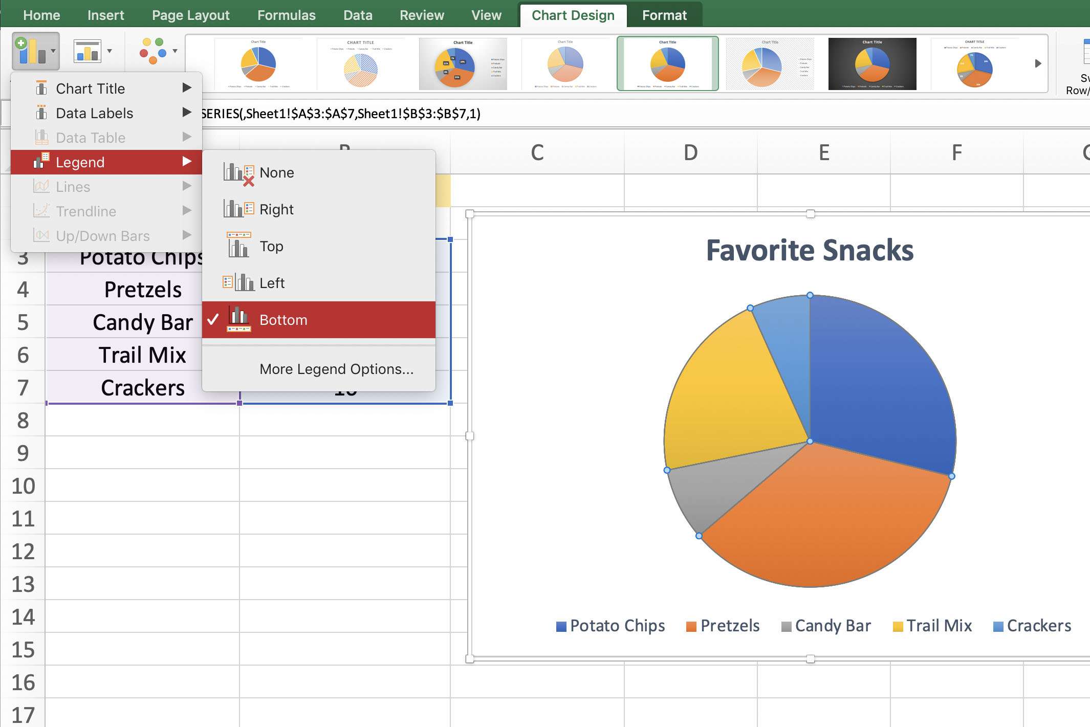 Excel легенда диаграммы