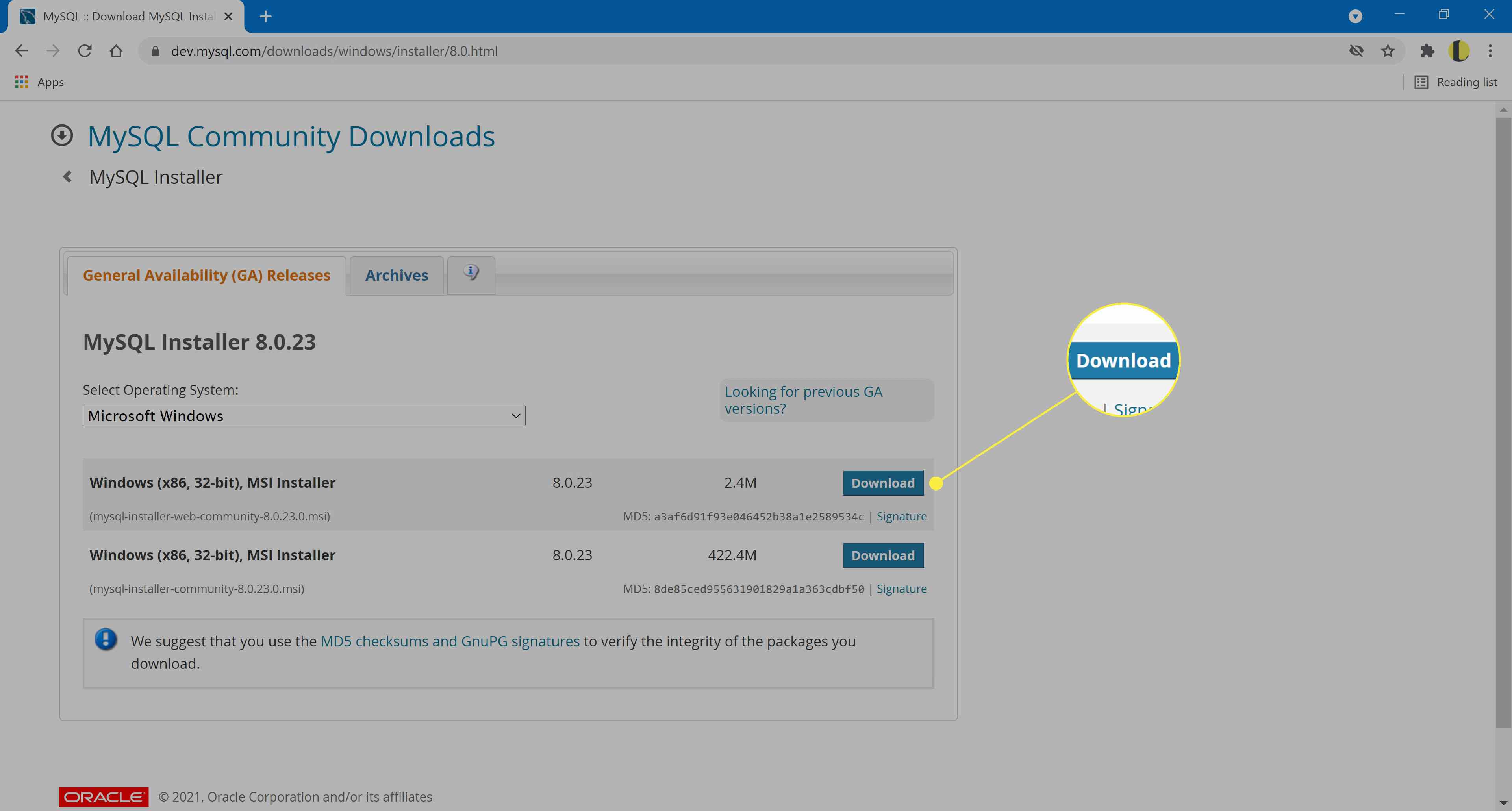 De downloadknop.