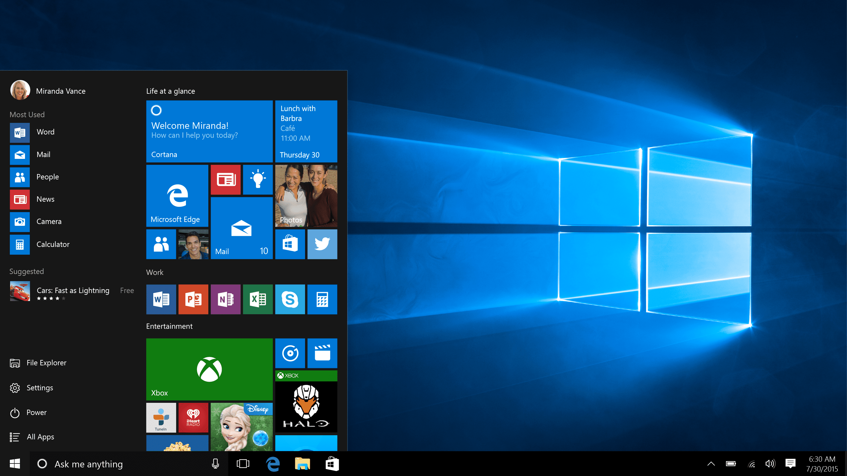 Het Windows 10-bureaublad