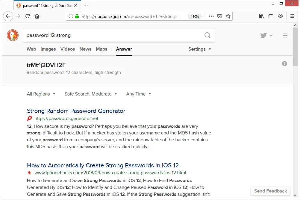 DuckDuckGo sterk wachtwoord zoeken