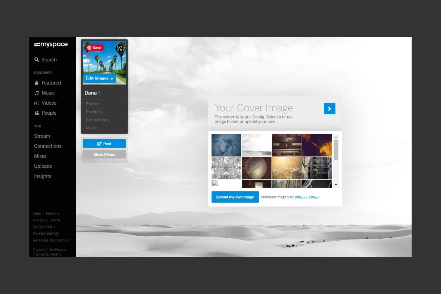 Myspace upload omslagafbeelding