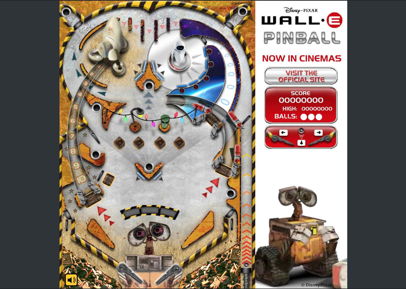 Wall-E Pinball webpagina