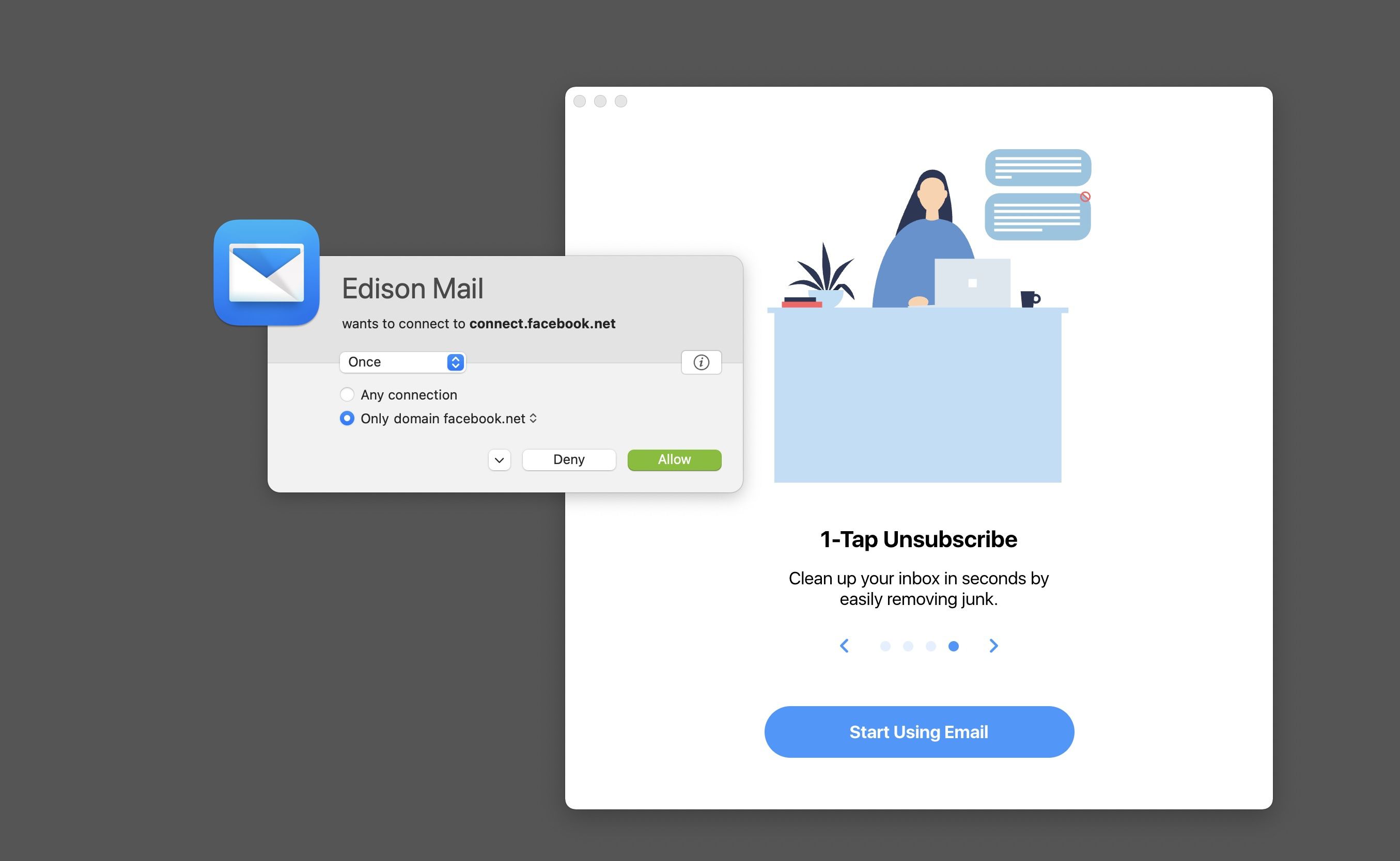 Screenshot van het privacybeleid van Edison Mail. 