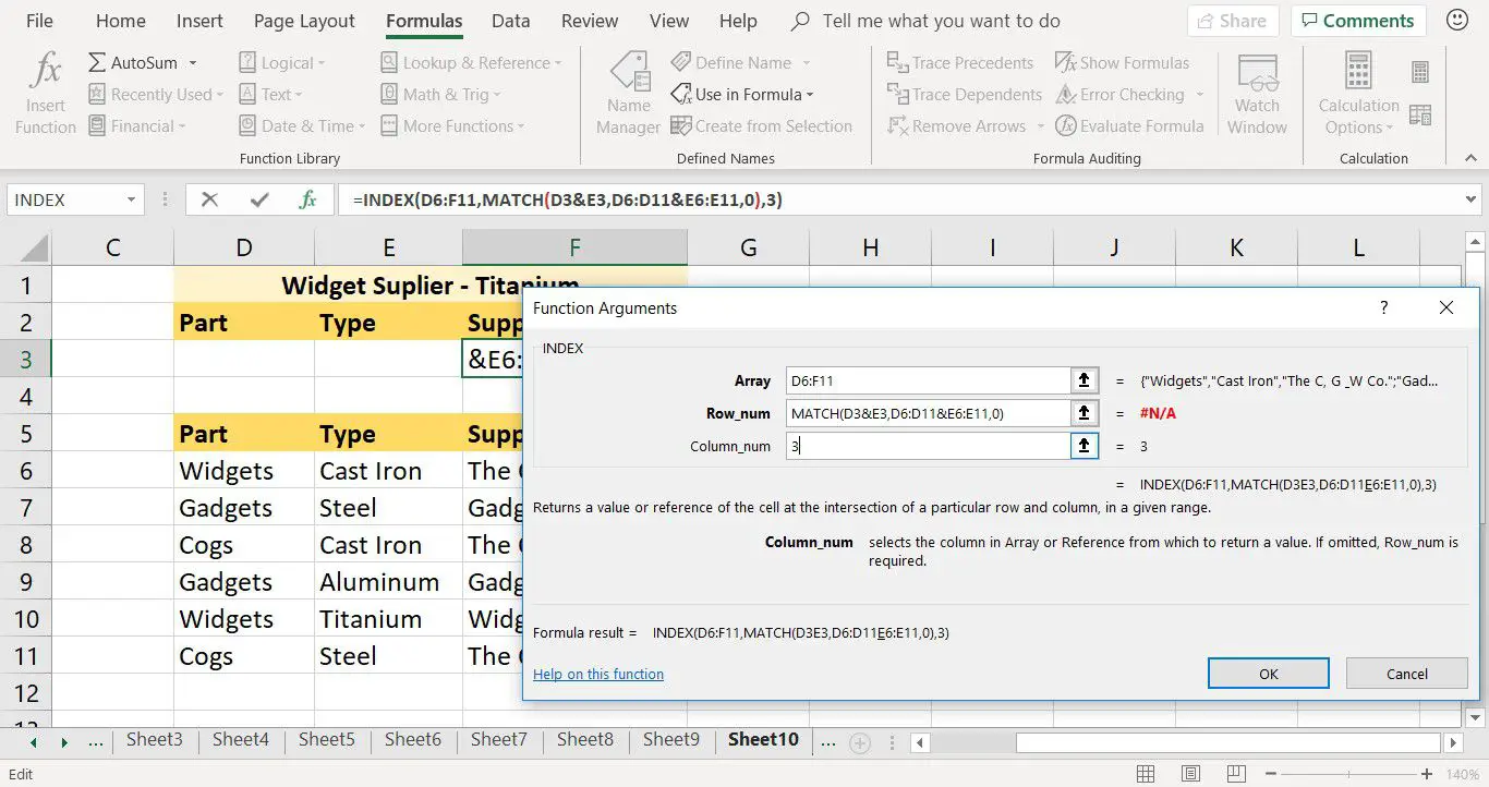 Hoe het argument Column_num van de INDEX-functie in Excel in te voeren?