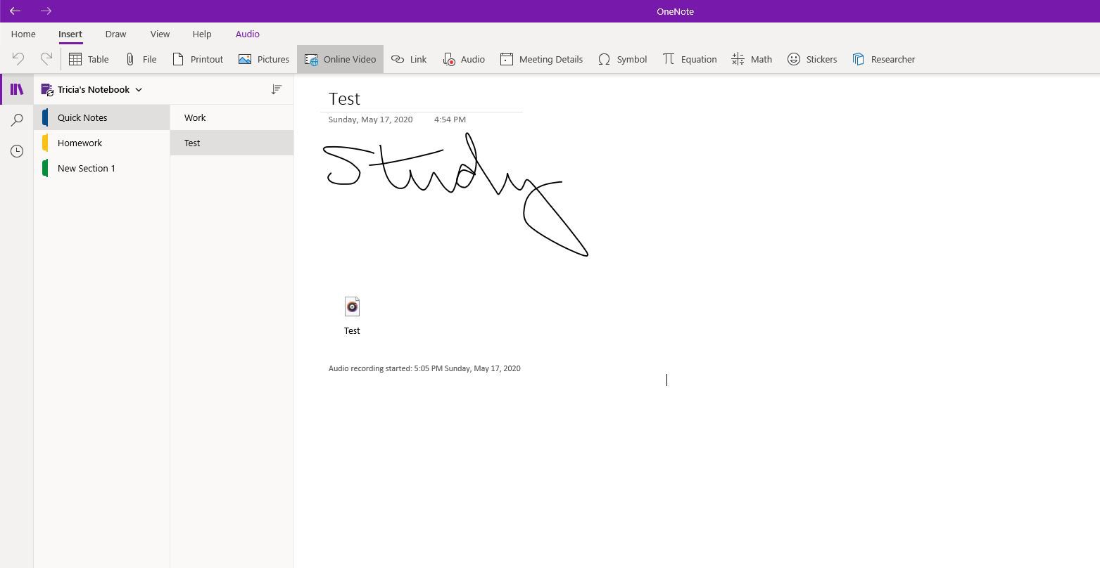 Tabblad invoegen in OneNote.