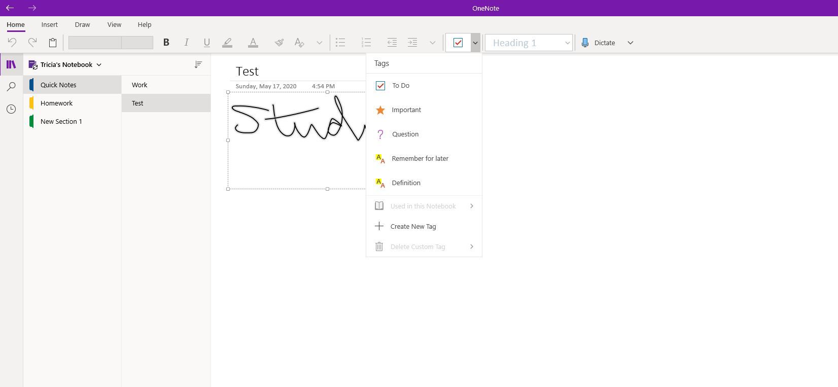 Labels in OneNote.
