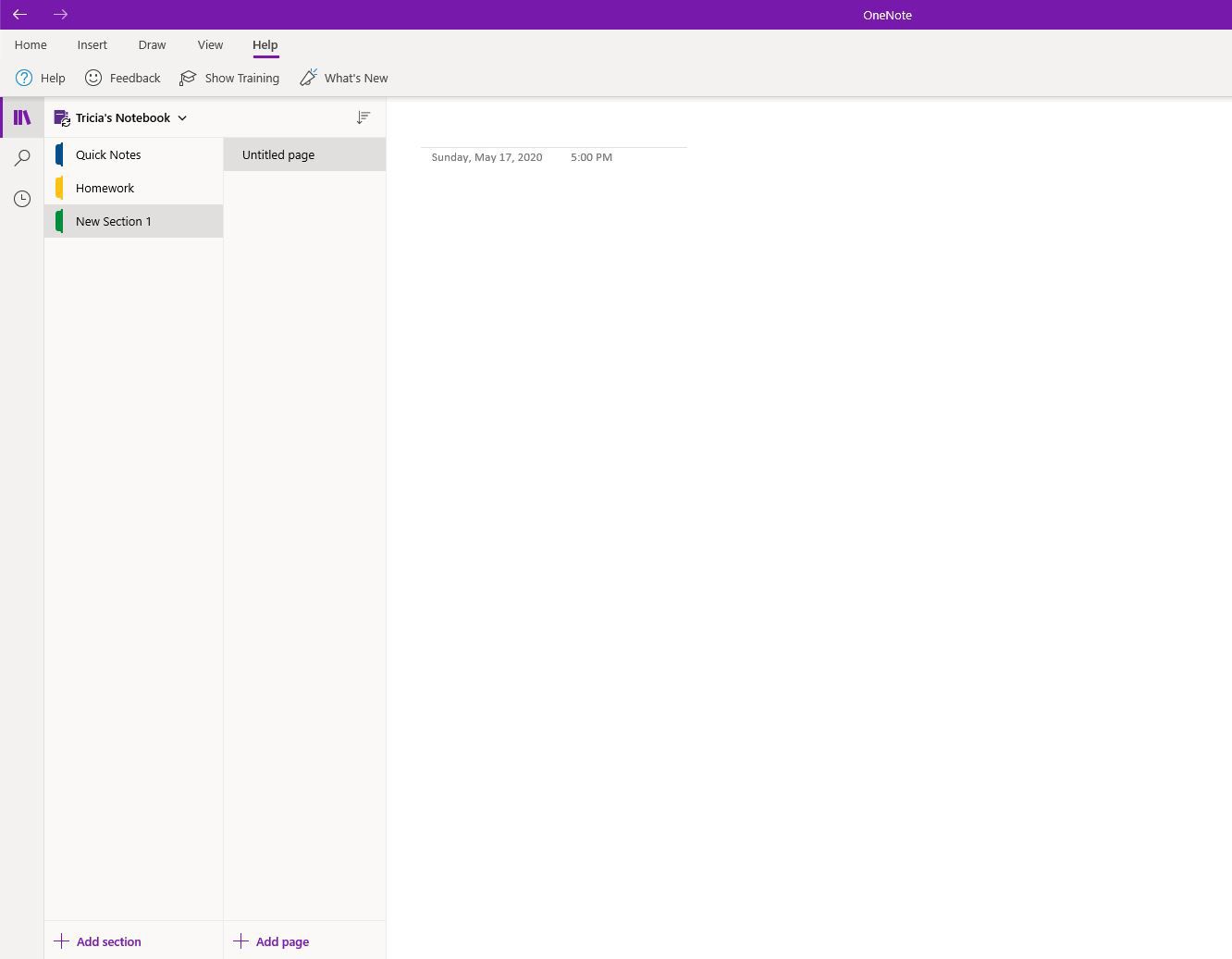 Sectie toevoegen in OneNote.