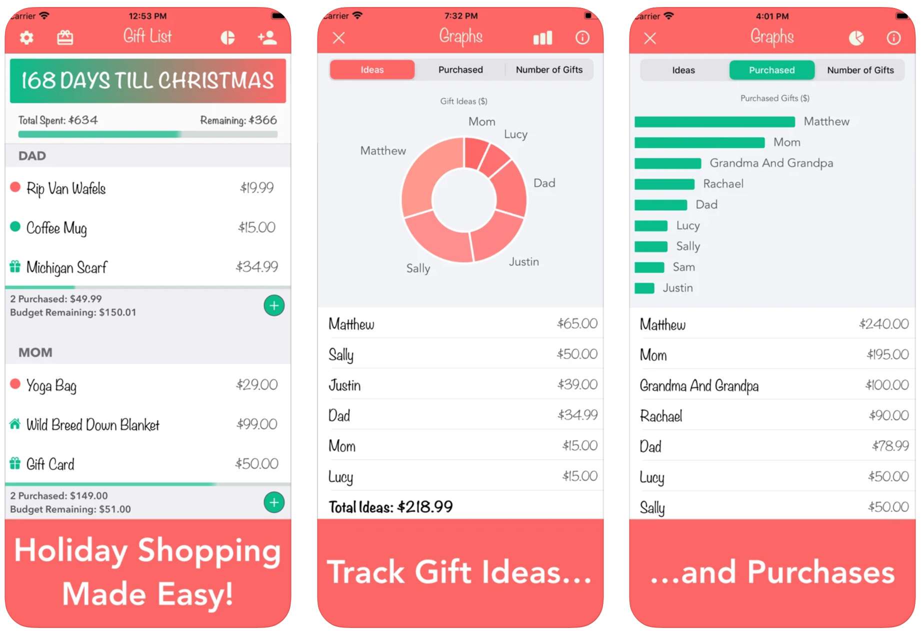 Kerstcadeaulijst Tracker-app voor iPhone