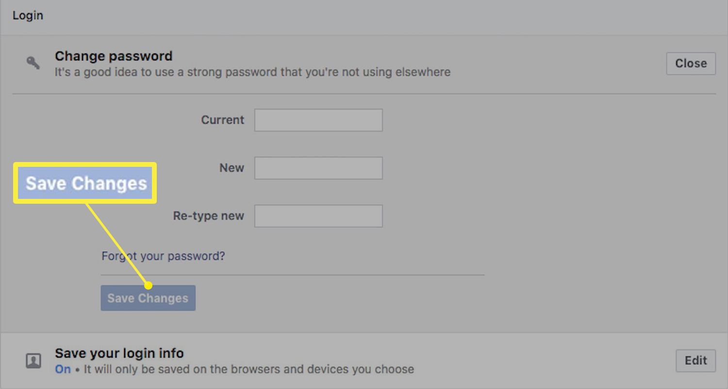 Facebook wachtwoord wijzigen velden