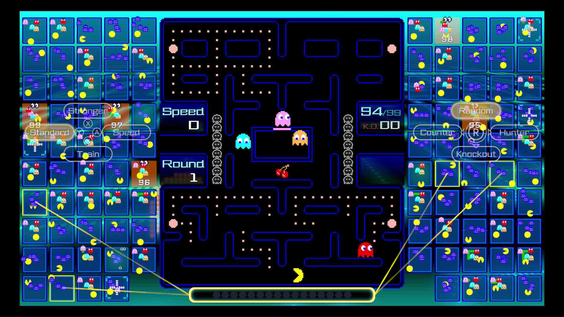 Een screenshot van 'Pac-Man 99.'