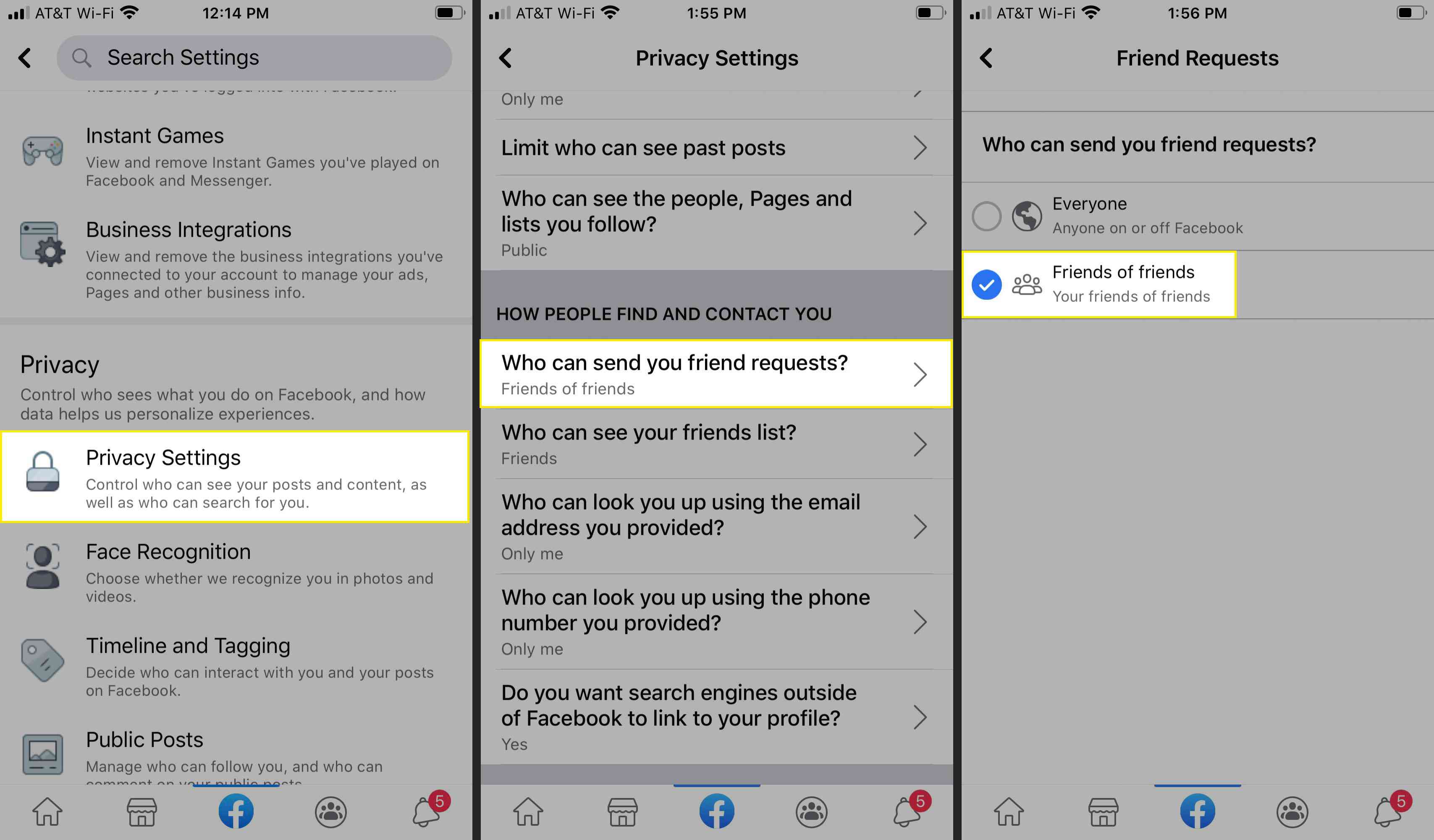Instellingen voor vriendschapsverzoeken in de Facebook-app