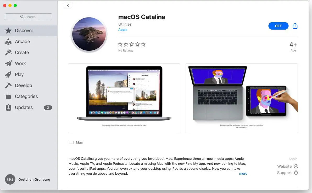 Download macOS Catalina en zet het vervolgens over naar een USB-station