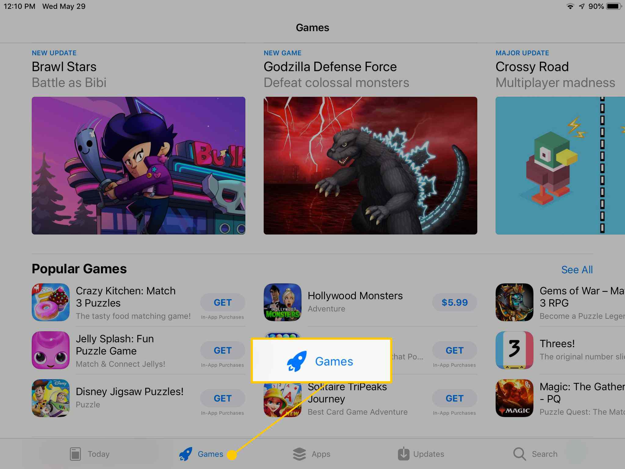 Tabblad Games in App Store op iPad
