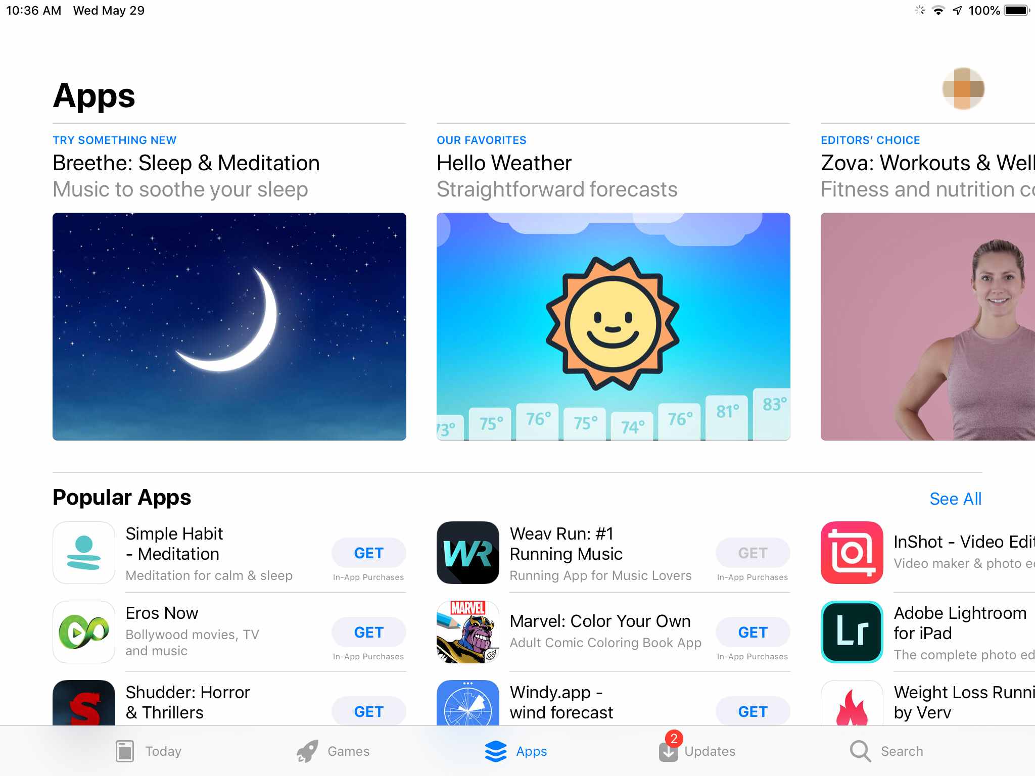 App Store Apps-scherm