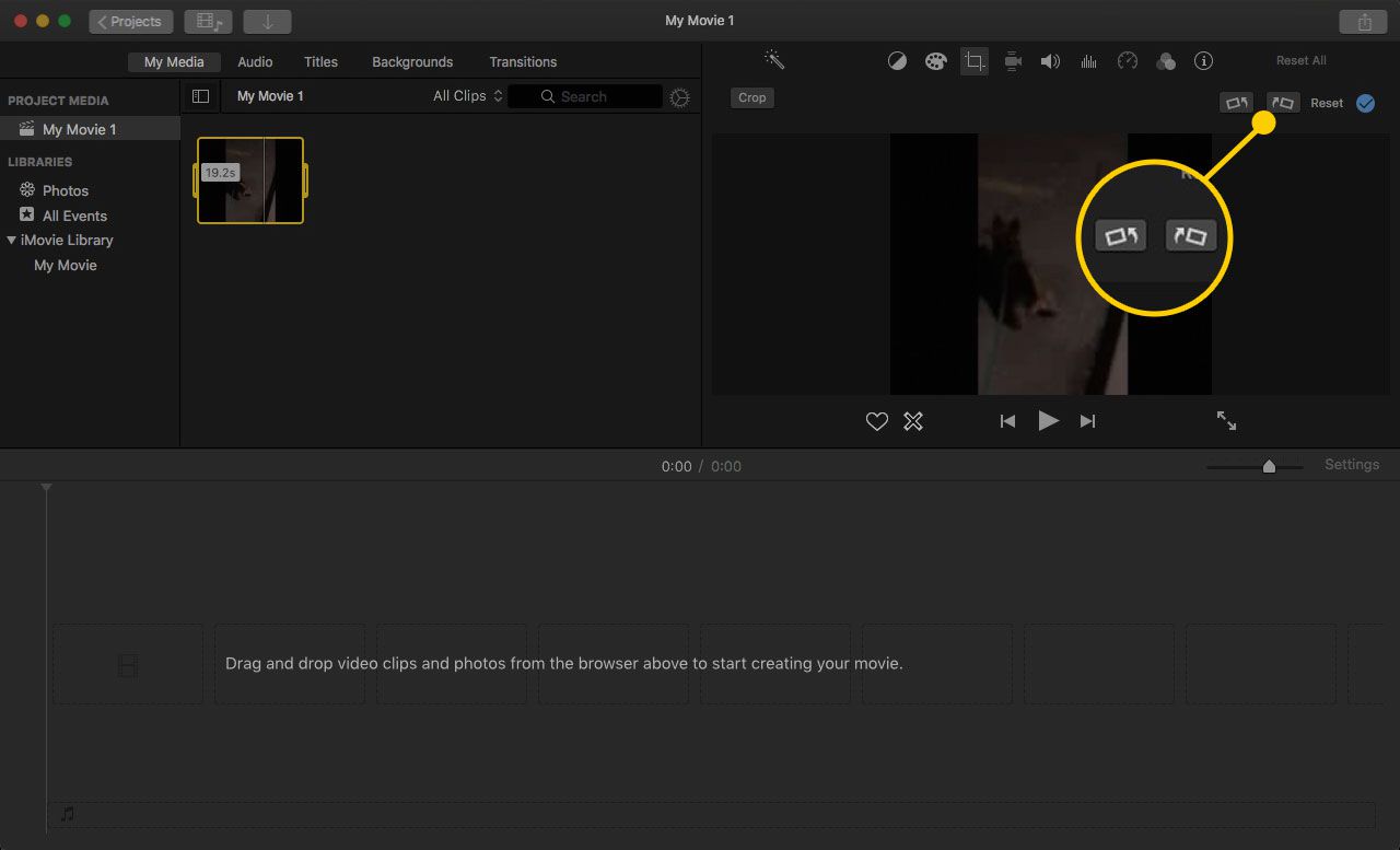 Rotatieknoppen in iMovie 10