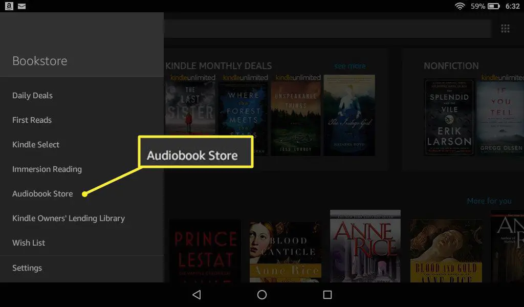 Kindle Audiobook Store-knop