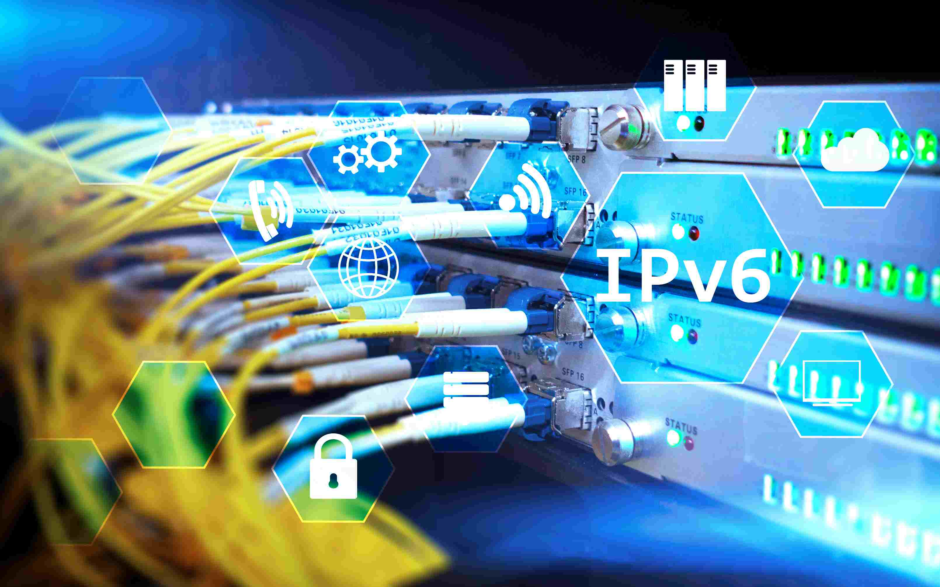 Kabels aangesloten op servers waarop IPv6 is geplaatst