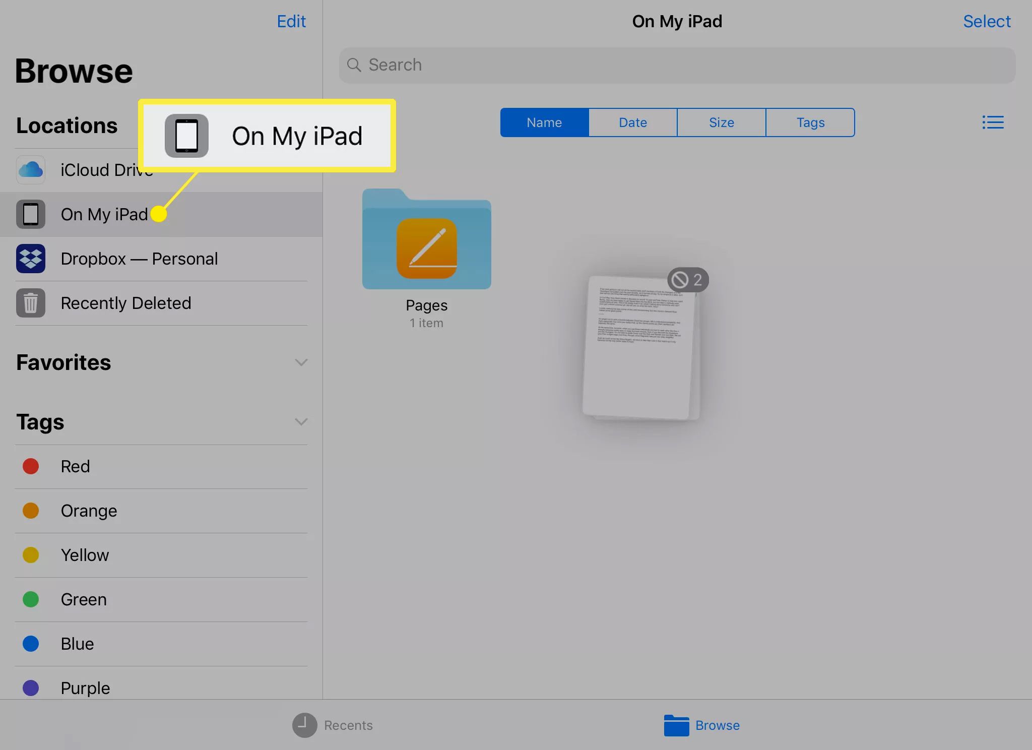 Bestandsbestemming in Bestanden-app voor iOS en iPadOS
