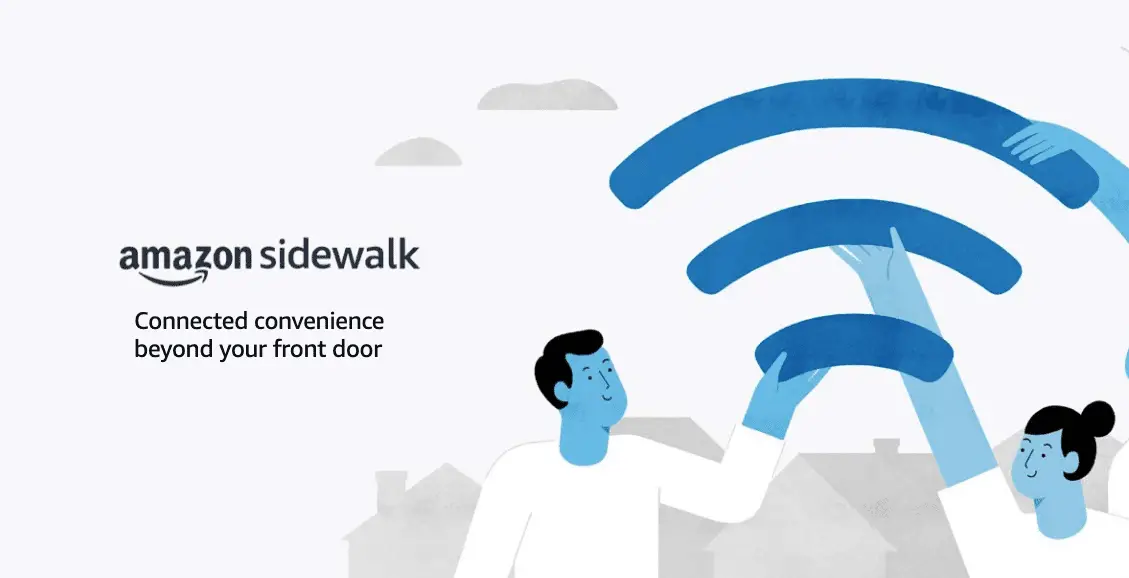 Amazon Sidewalk-bannerafbeelding die laat zien hoe mensen gemakkelijk verbonden zijn