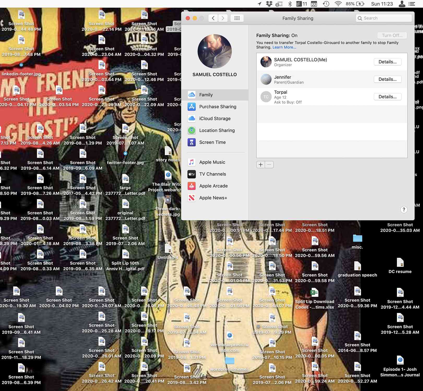 Screenshot van het Mac Family Sharing-voorkeurenvenster