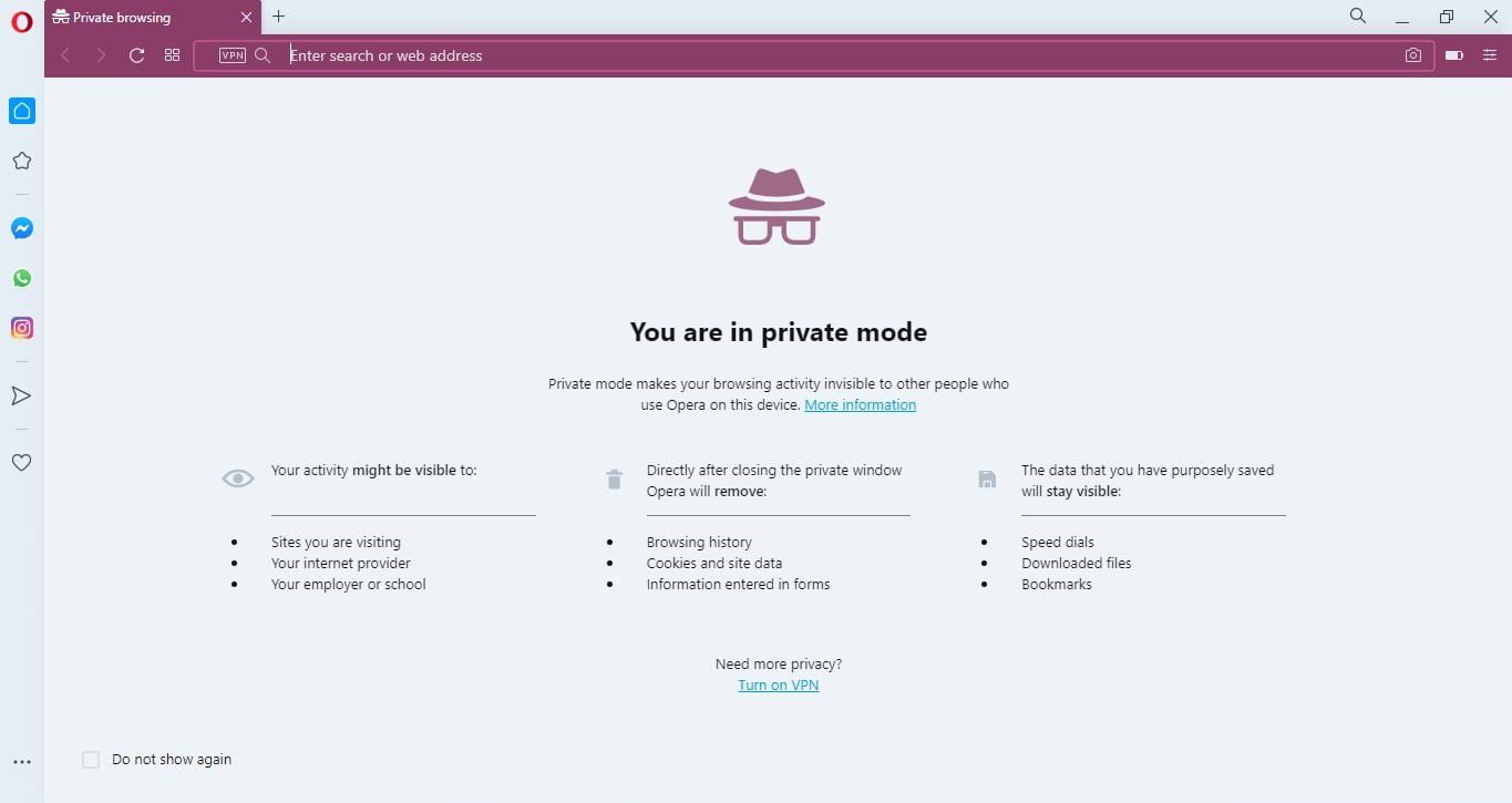 Opera browser privé browse-modus