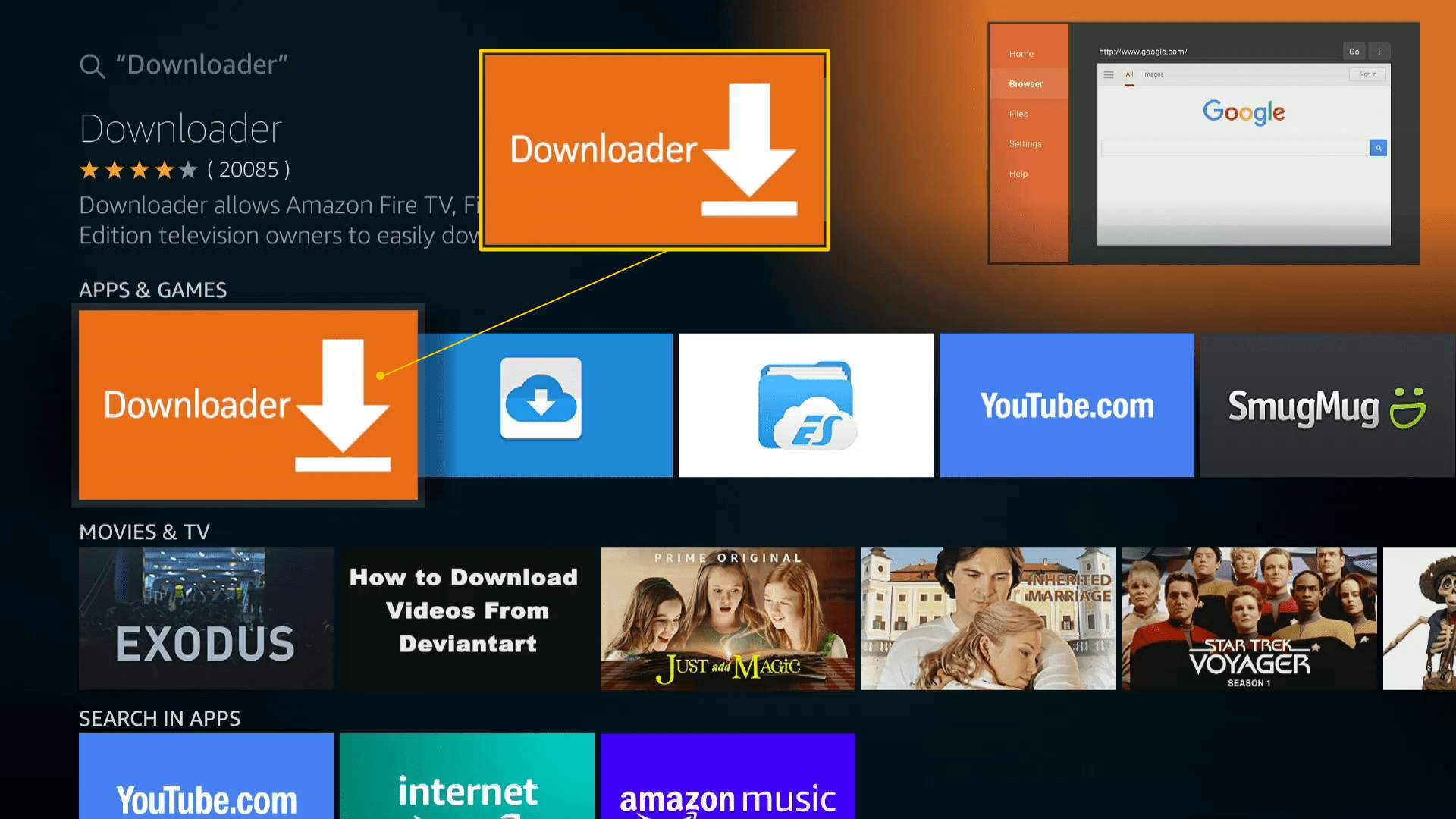 Downloader-app voor Amazon Fire TV