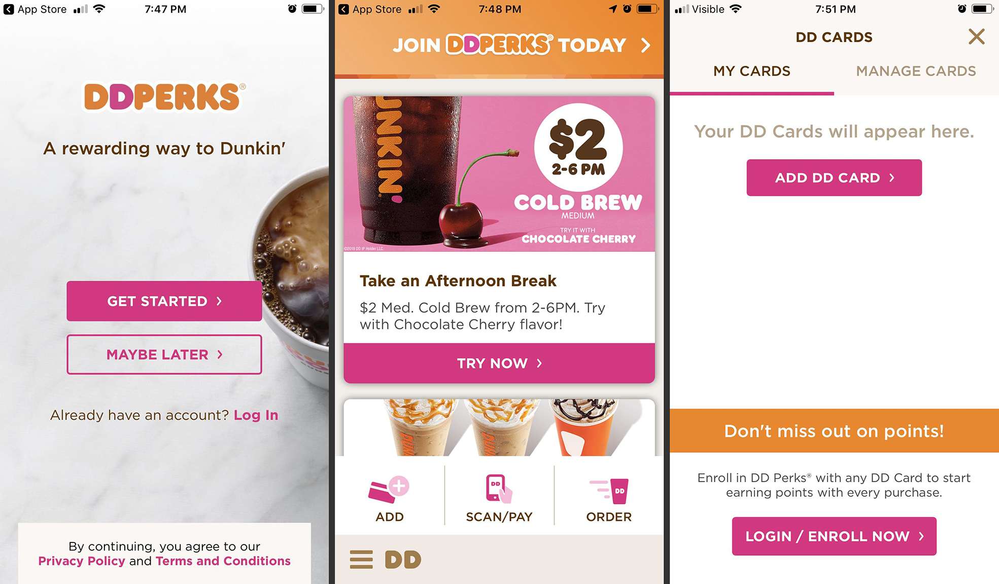 Dunkin Donuts-app op Android