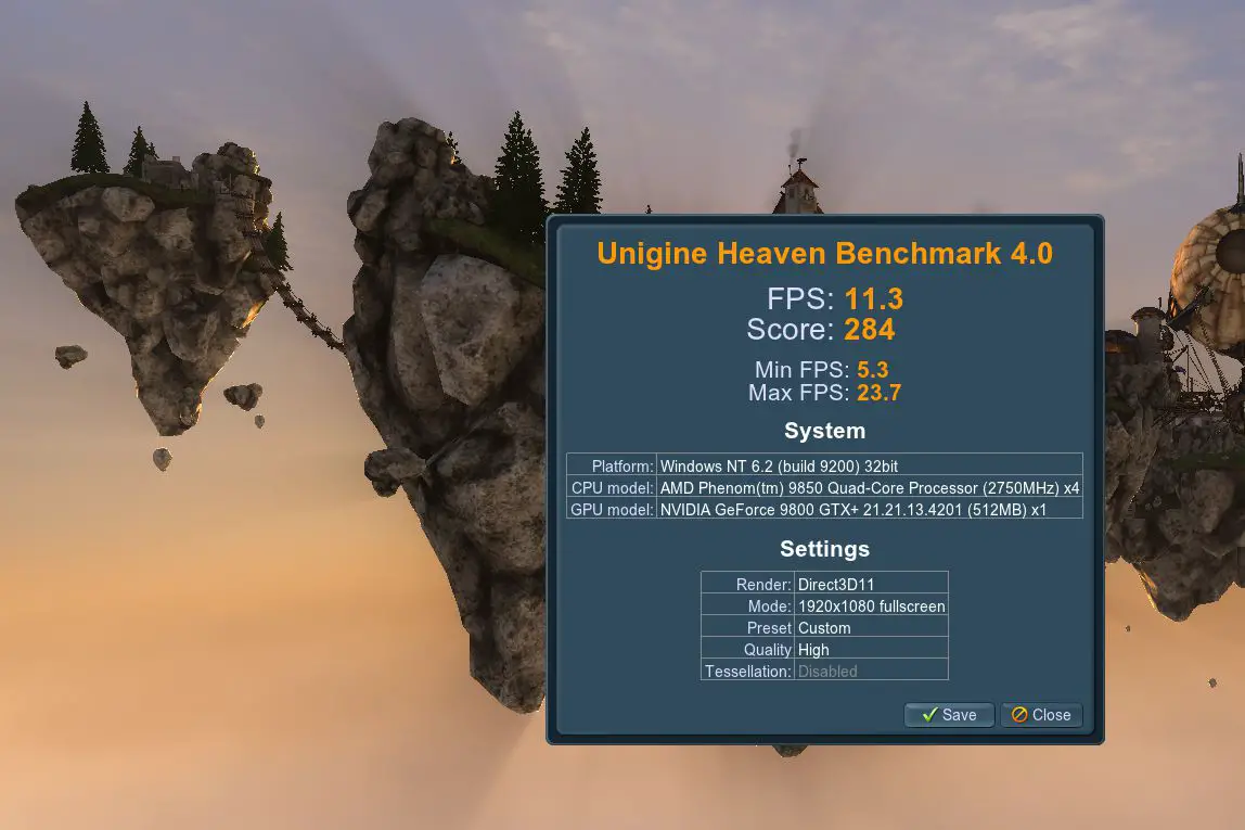 Unigine Heaven Benchmark 4.0 resultaten