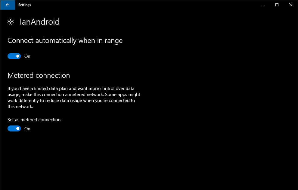 Windows 10 gemeten verbinding