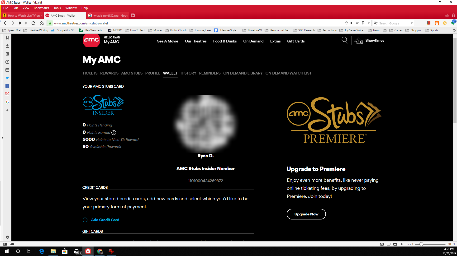 Screenshot van AMC Stubs puntensaldo