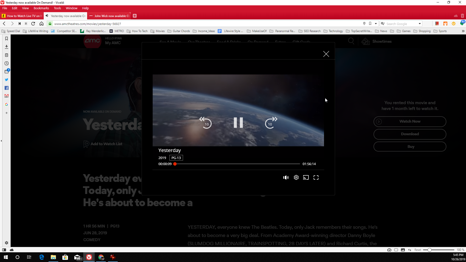 Screenshot van het afspelen van een AMC-film in uw browser
