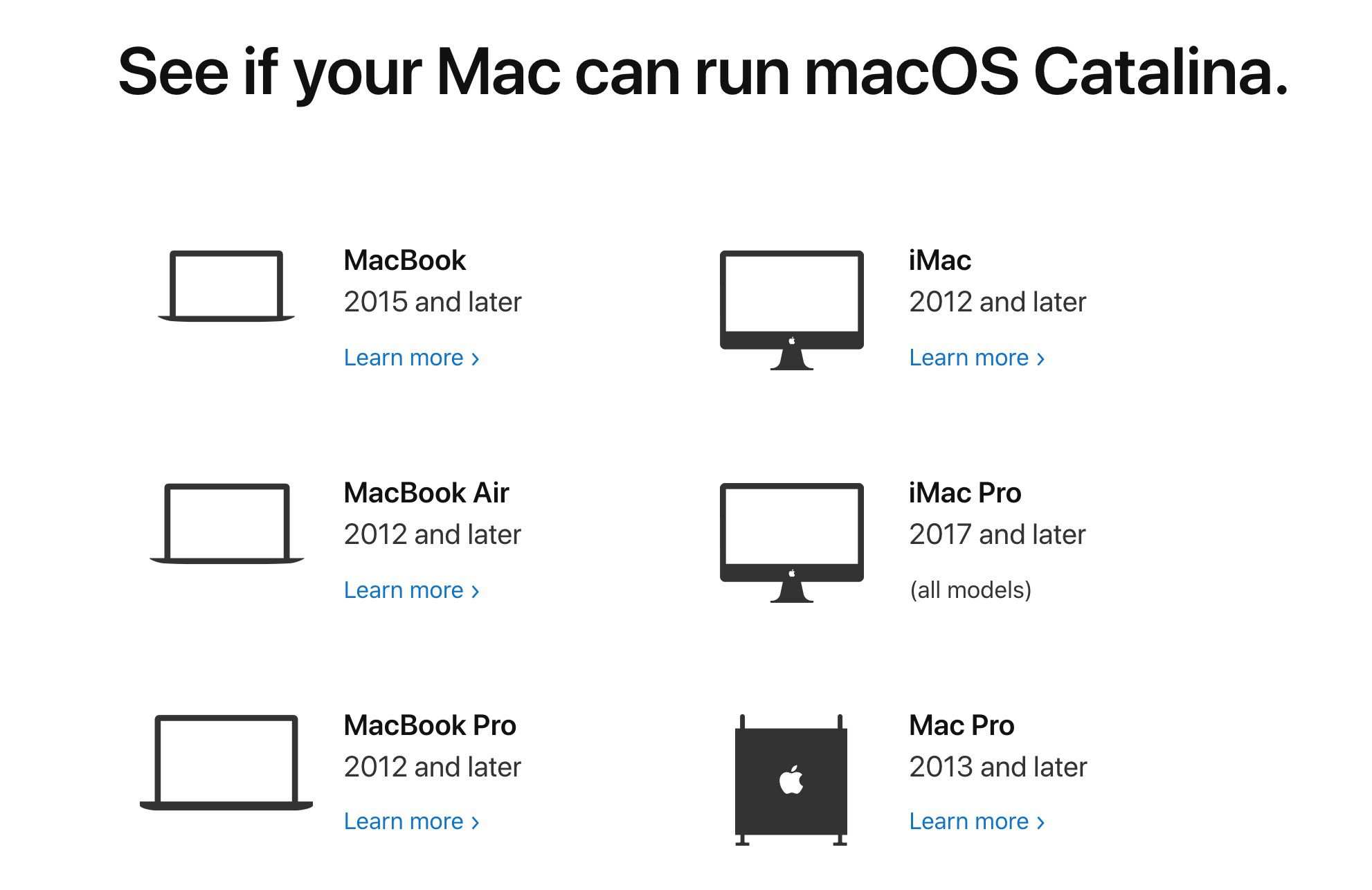 Kijk of je Mac macOS Catalina kan draaien