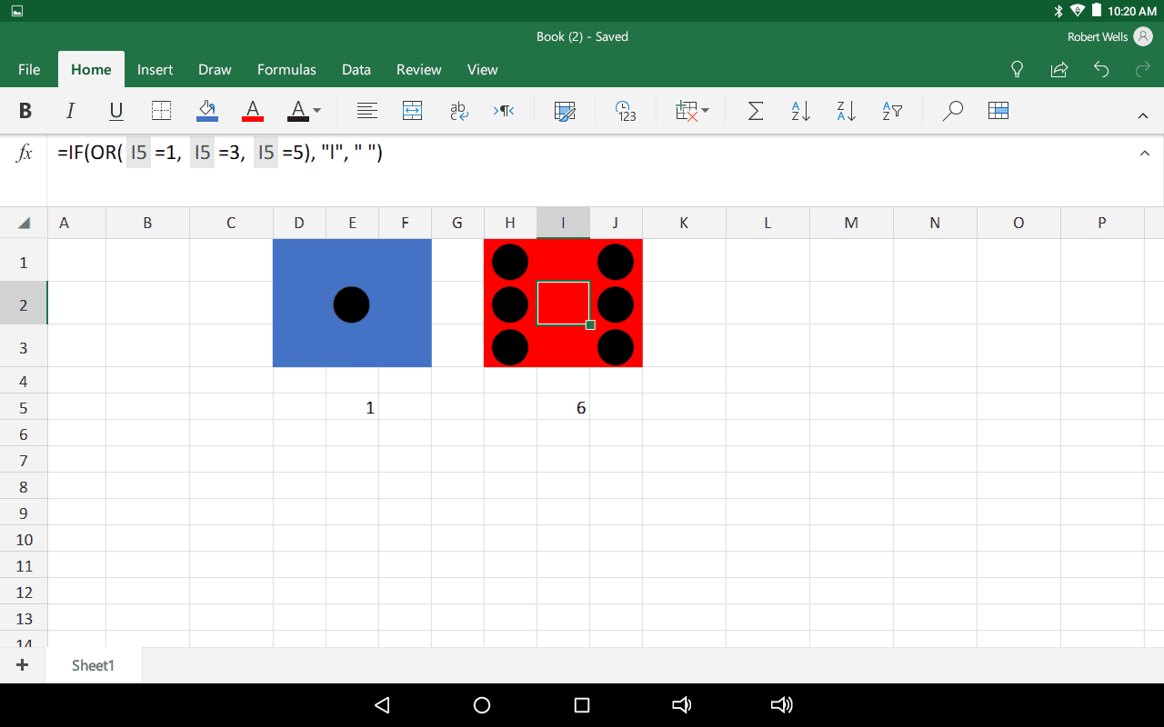 Excel's formule voor het maken van rollende dobbelstenen.