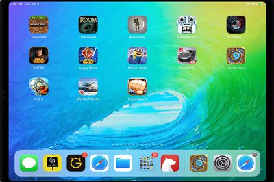 iPad-screenshot met verschillende beste iPad-games erop, waaronder Hearthstone, Minecraft, The Room en PunchQuest