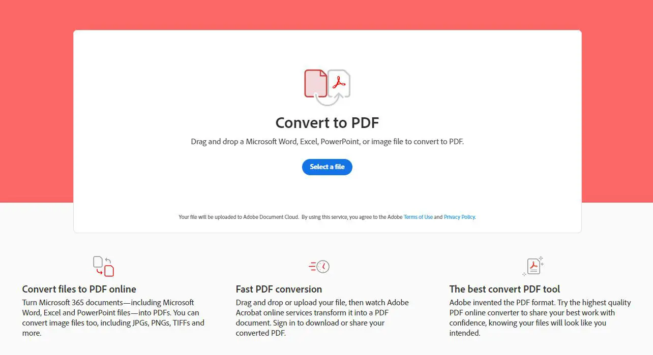 Adobe's tool voor online converteren naar PDF