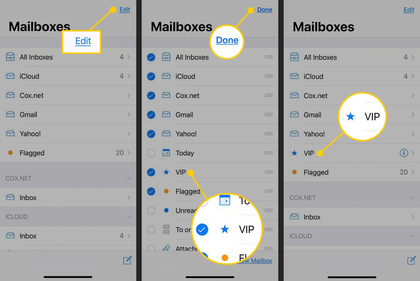 De VIP-mailbox weergeven in iOS Mail