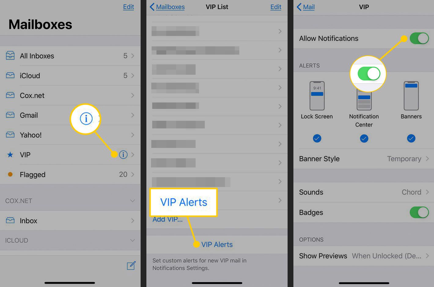 Waarschuwingen instellen voor een VIP in iOS Mail