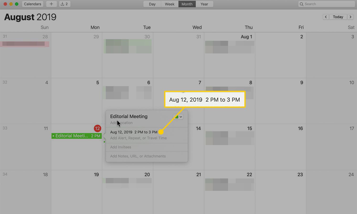 De datum in een evenement in Apple Calendar