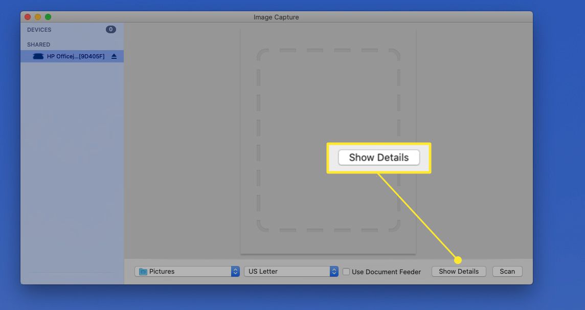 Opties voor het vastleggen van afbeeldingen op Mac met Details weergeven gemarkeerd