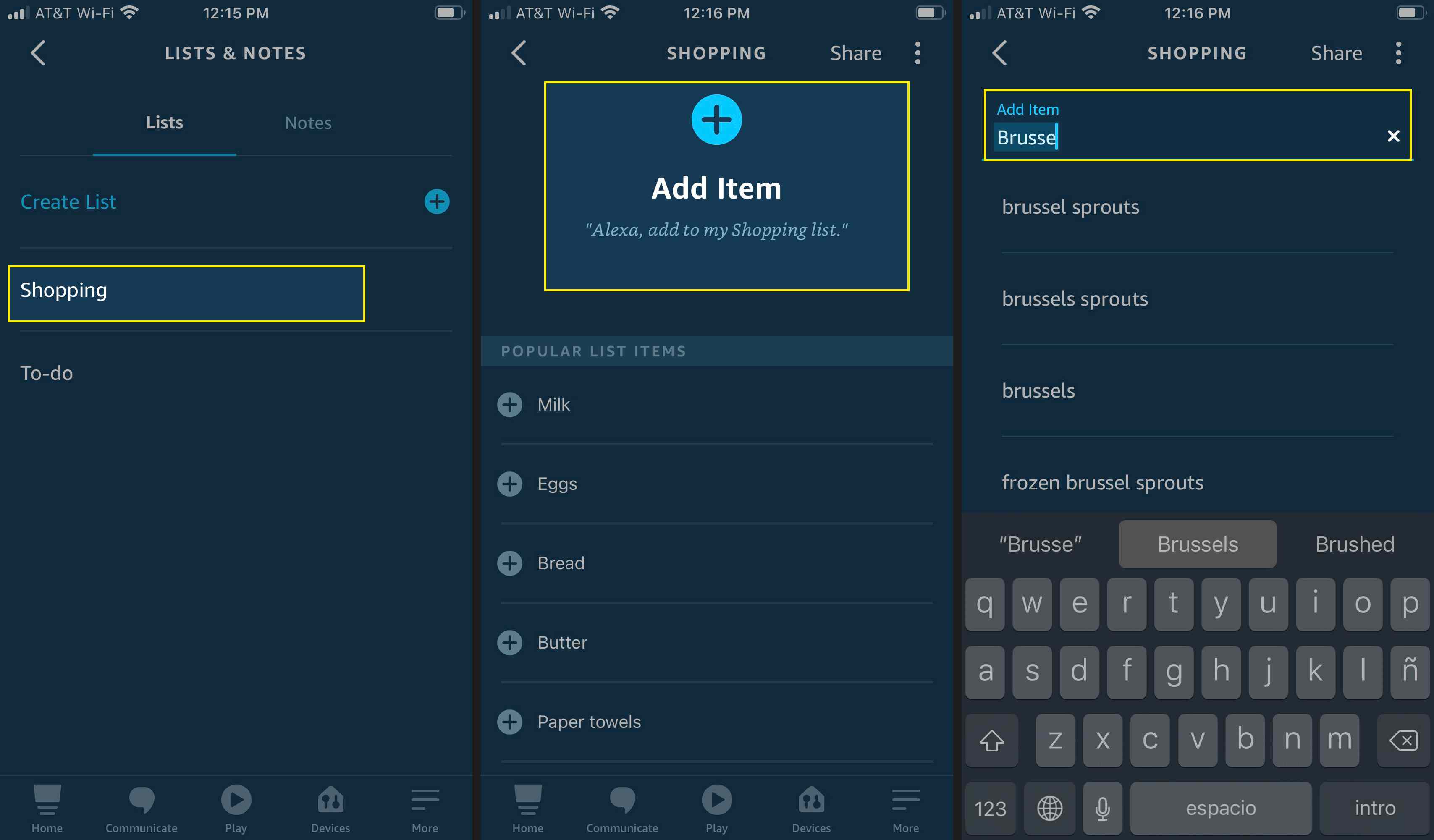 Voeg items toe aan je boodschappenlijstje voor de Alexa-app