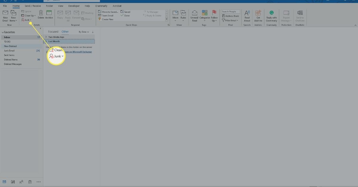 Ongewenste knop op het tabblad Start van Outlook