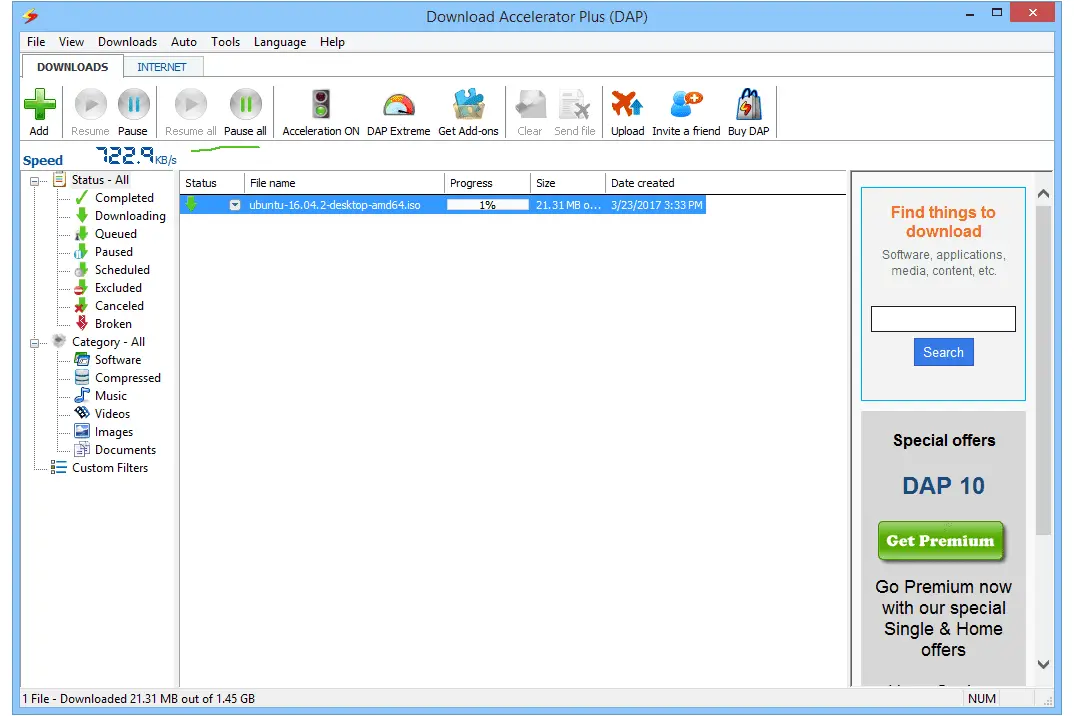 Download Accelerator Plus (DAP) in Windows 8