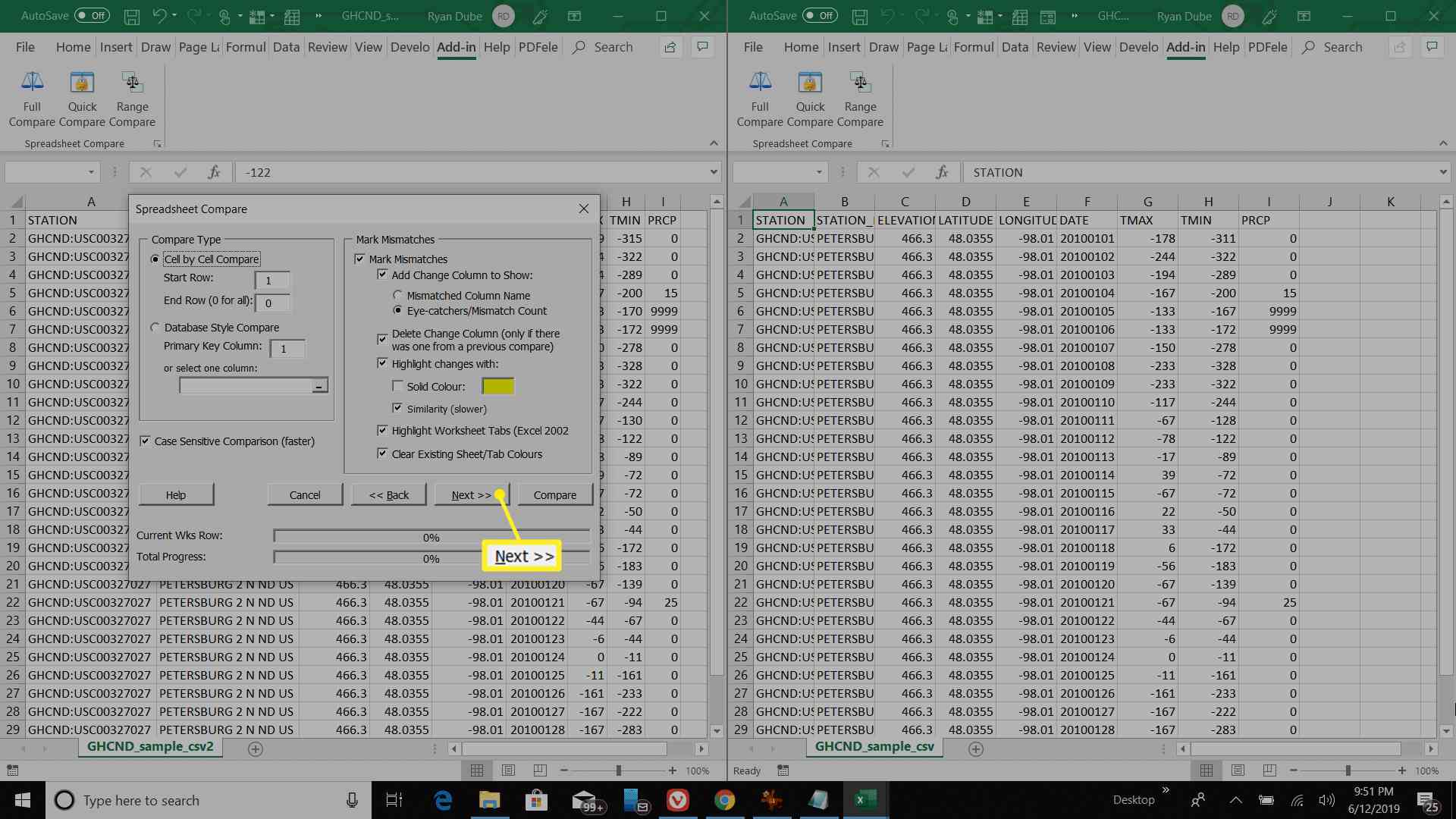 Aanpassingsopties in Spreadsheet Compare