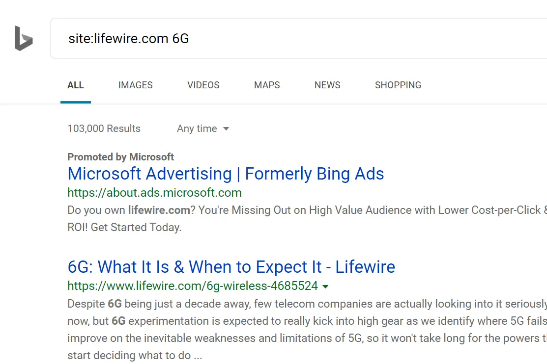 Geavanceerd zoeken naar sites op Bing