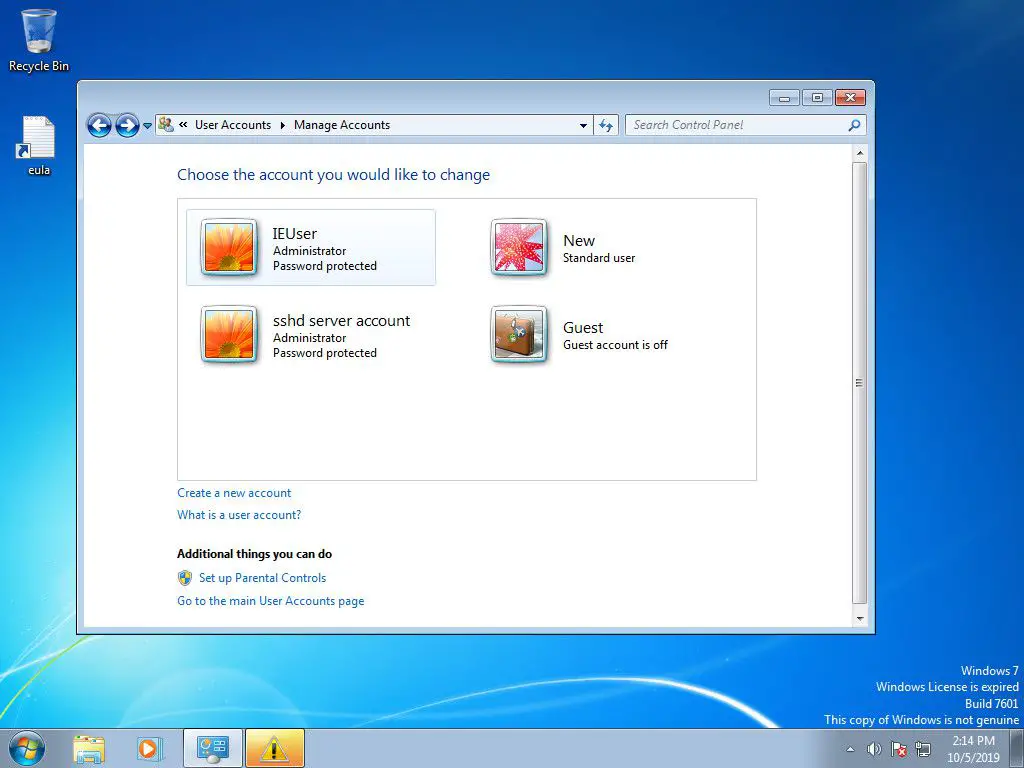 Windows 7 Accounts beheren met nieuw account toegevoegd