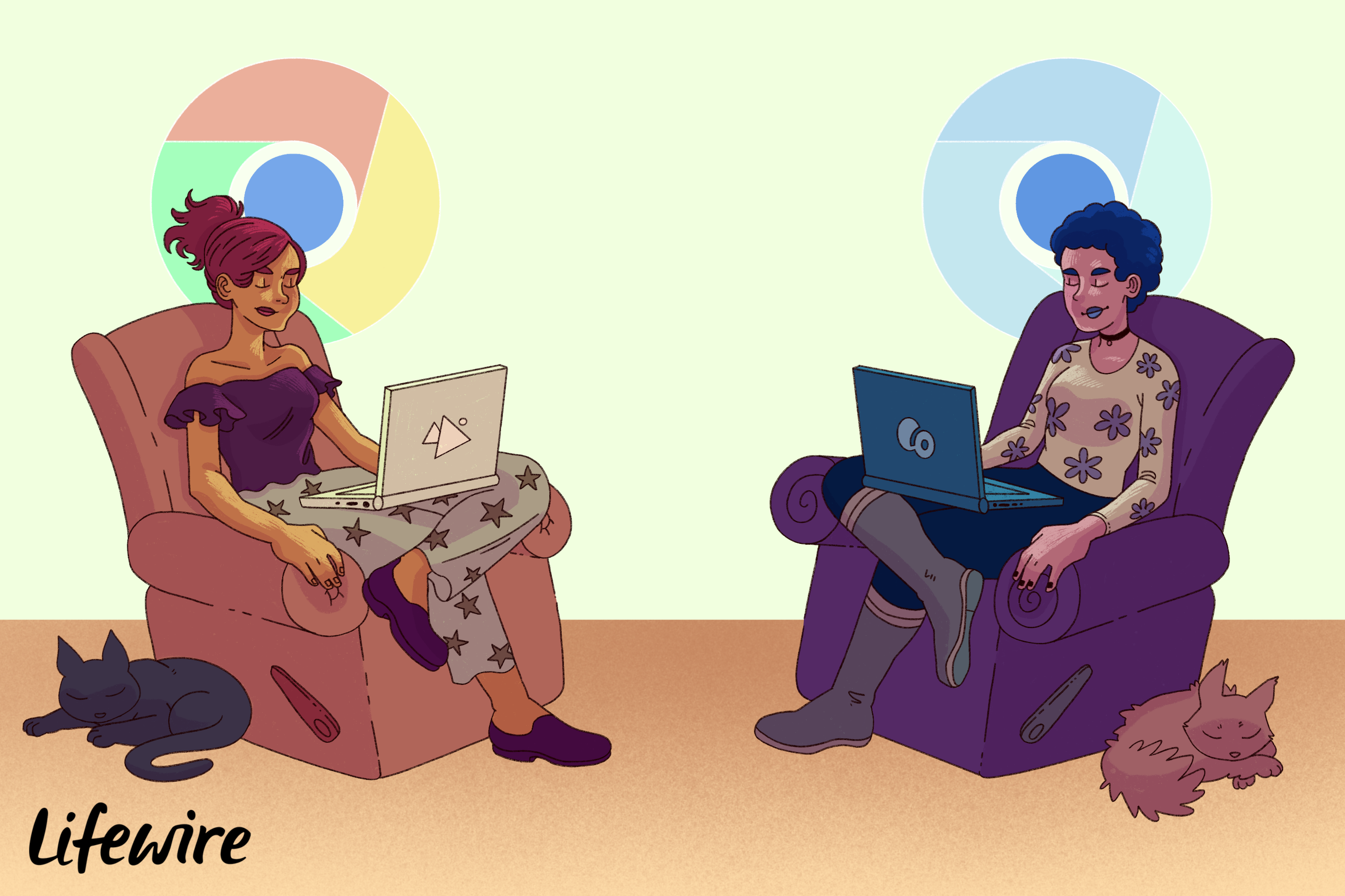 Twee mensen die de Chrome- of Chromium-browser gebruiken