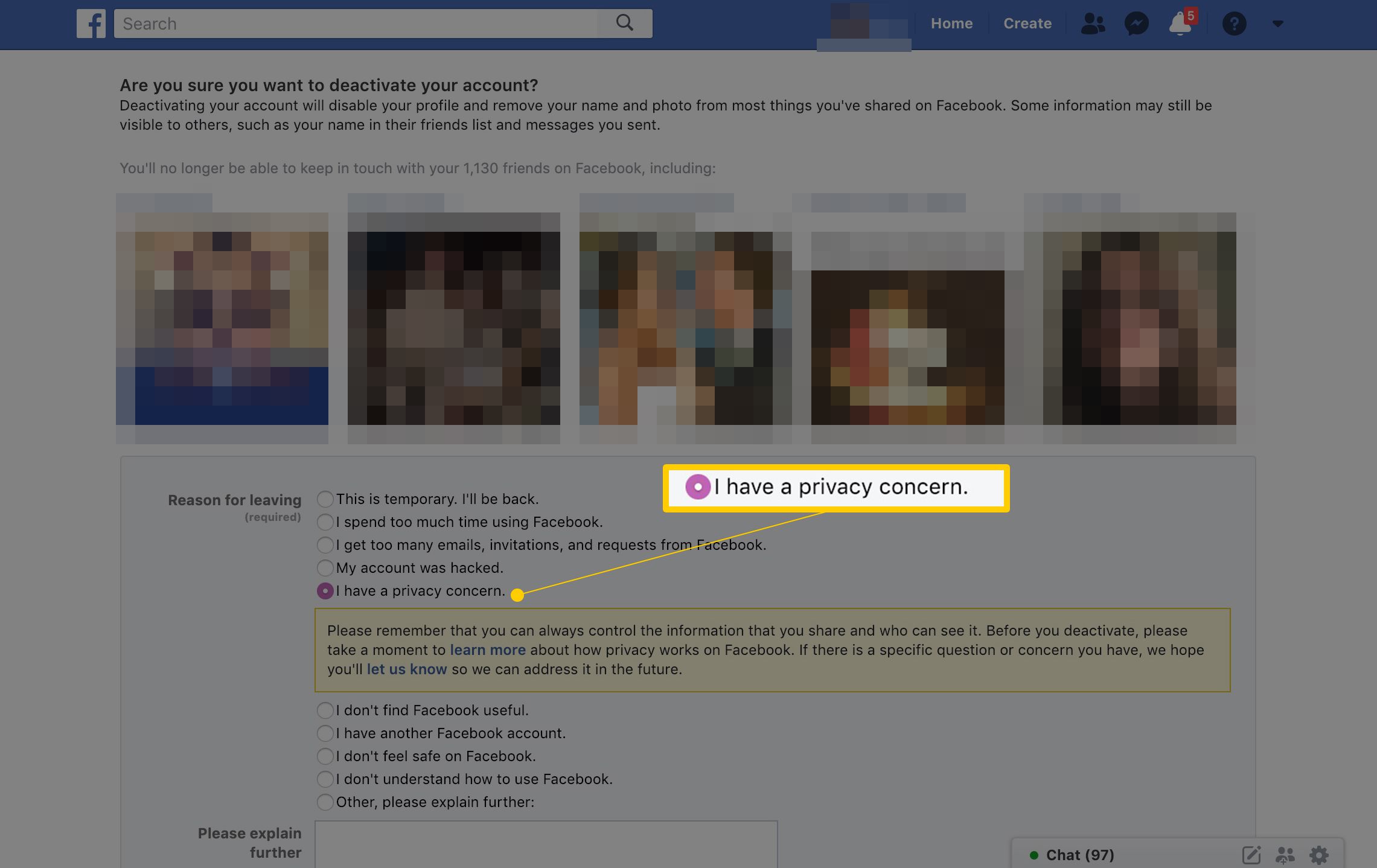 Ik heb een reden voor bezorgdheid over de privacy op Facebook