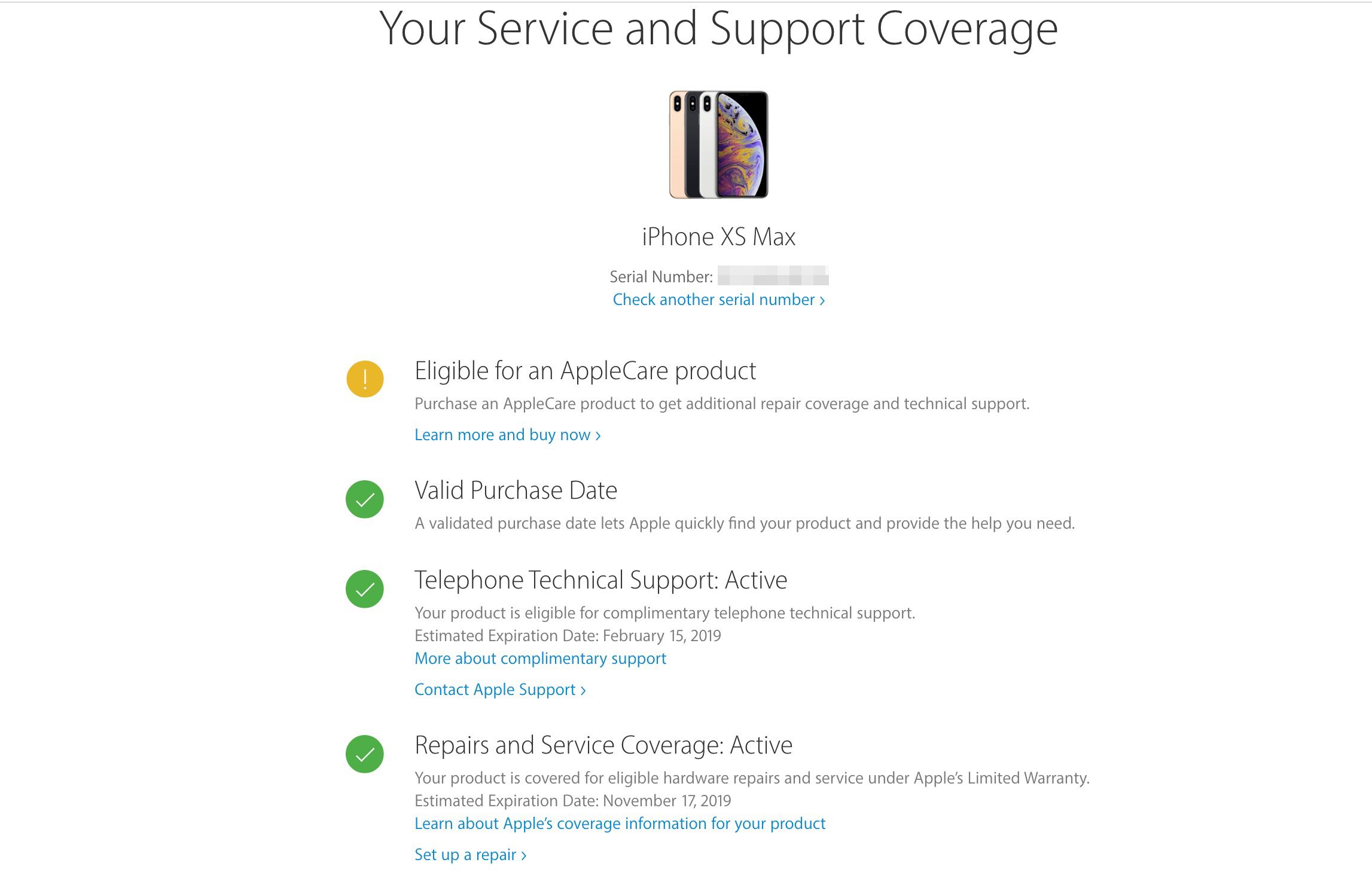 Overzichtspagina Service en ondersteuning Dekking op Apple-site